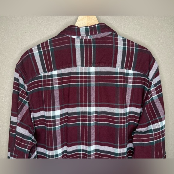 American Eagle Men's Burgundy Super Soft Plaid Flannel Shirt XL 100% Cotton Fall - Picture 12 of 13
